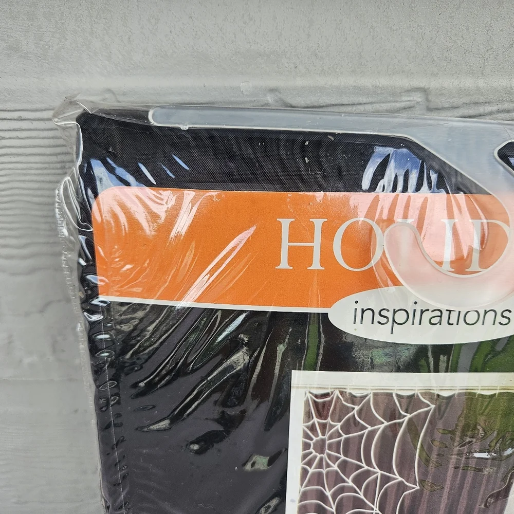 Jo-Ann Halloween Shower Curtain Black Spider Web 72